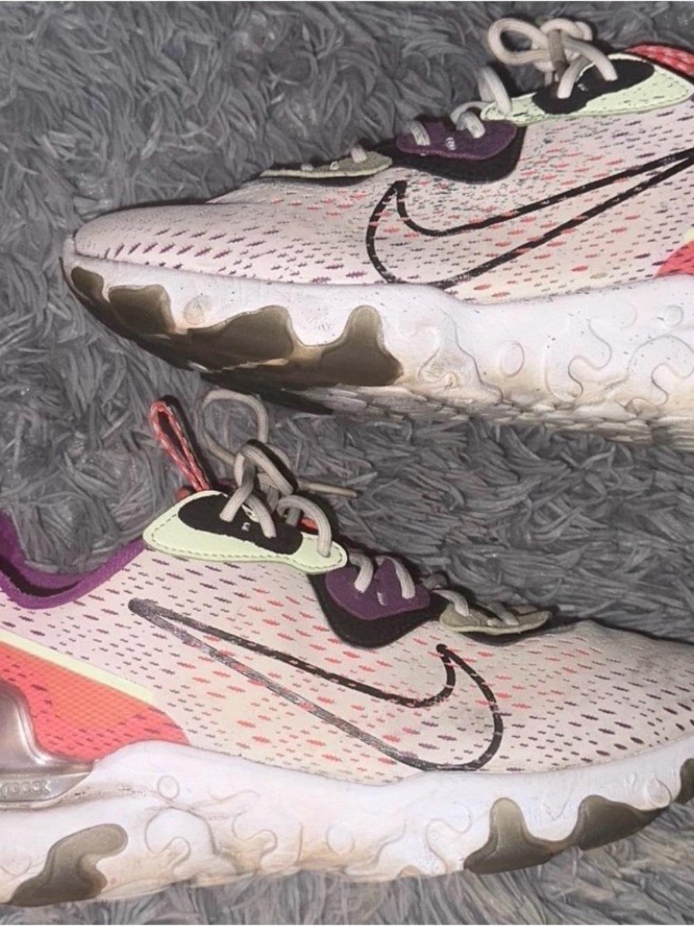 Nike Multicolor White Pink Purple Neon Green Orange React Running Shoe